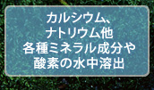 カルシウム、ナトリウム他 各種ミネラル成分や酸素の水中溶出